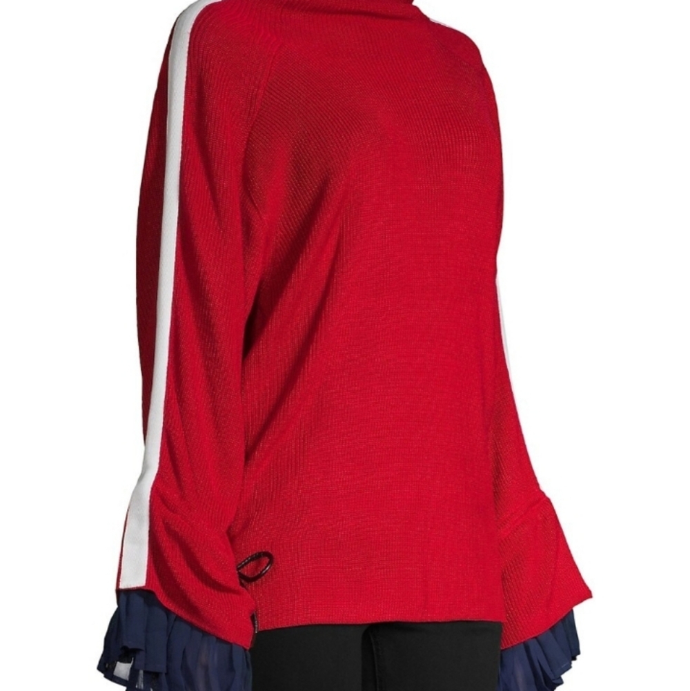 Avantlook Women’s Ruffled Red Tie Sleeve Sweater